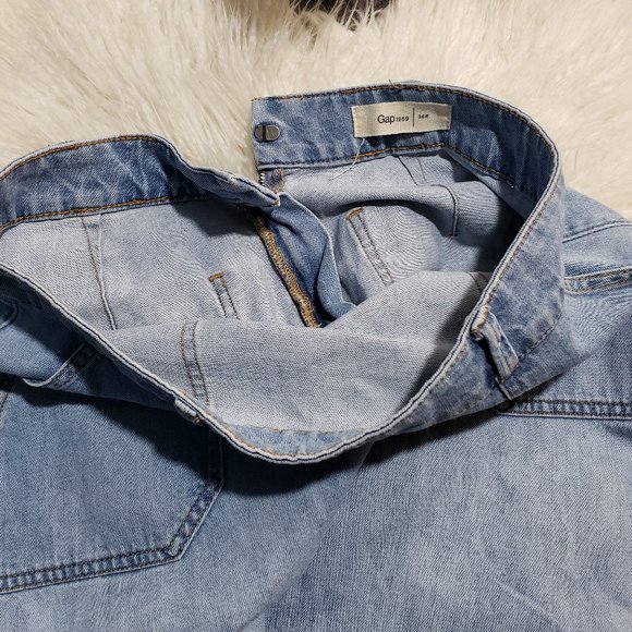 GAP light wash denim skirt A-line 4 pockets jeans - Picture 5 of 8